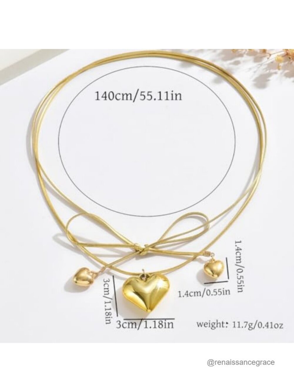 Chunky Heart Necklace 14k Gold Plated Layered Choker Charm